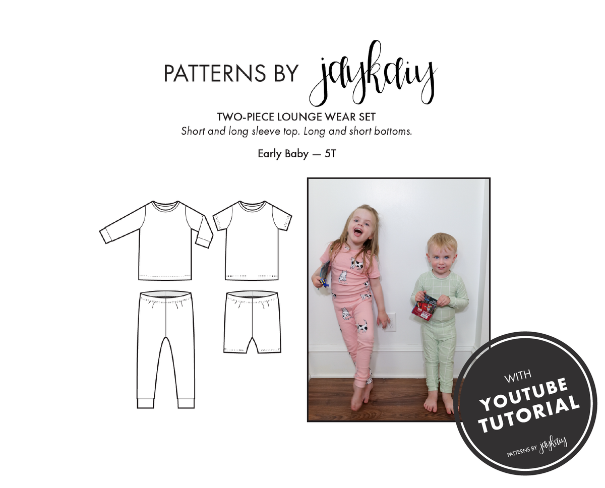Two-Piece Loungewear Set Pattern (Early Baby-5 Years)