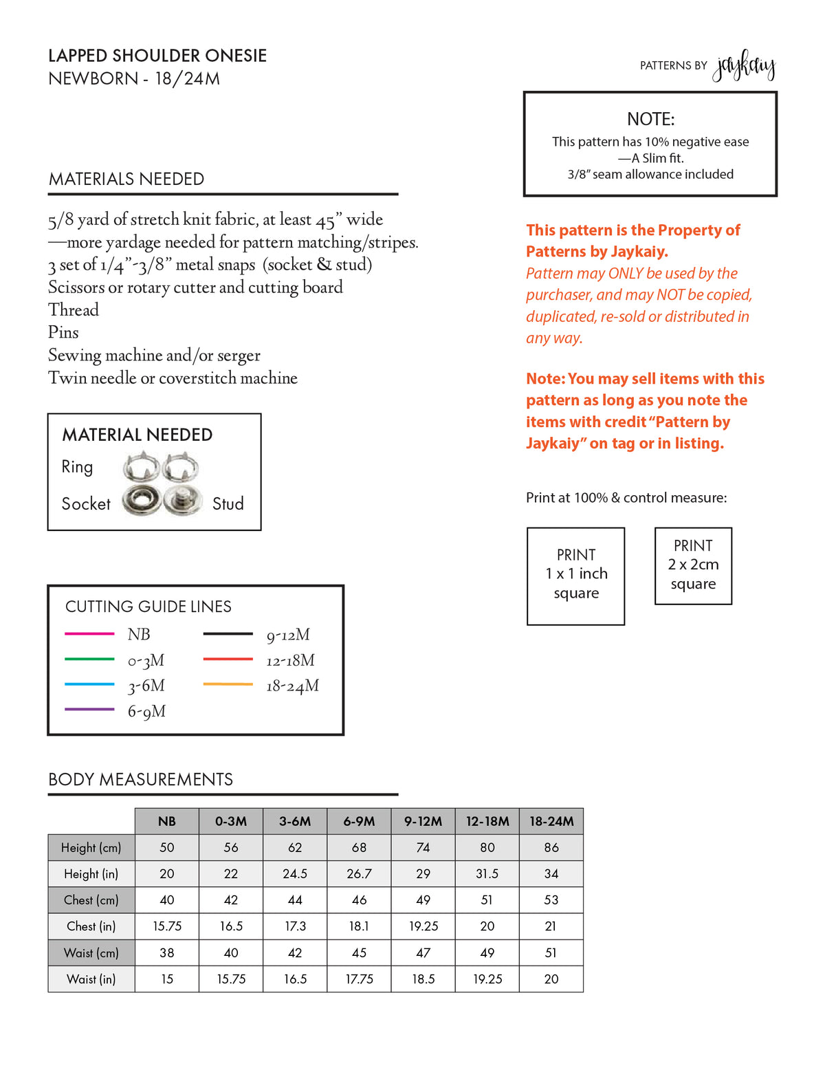 Lapped Shoulder Onesie Pattern