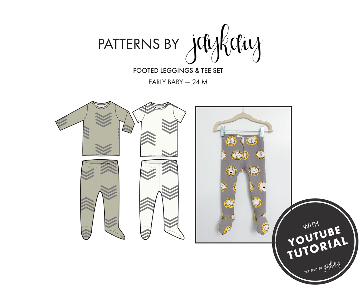 Footed Leggings & Tee Sewing Pattern Set
