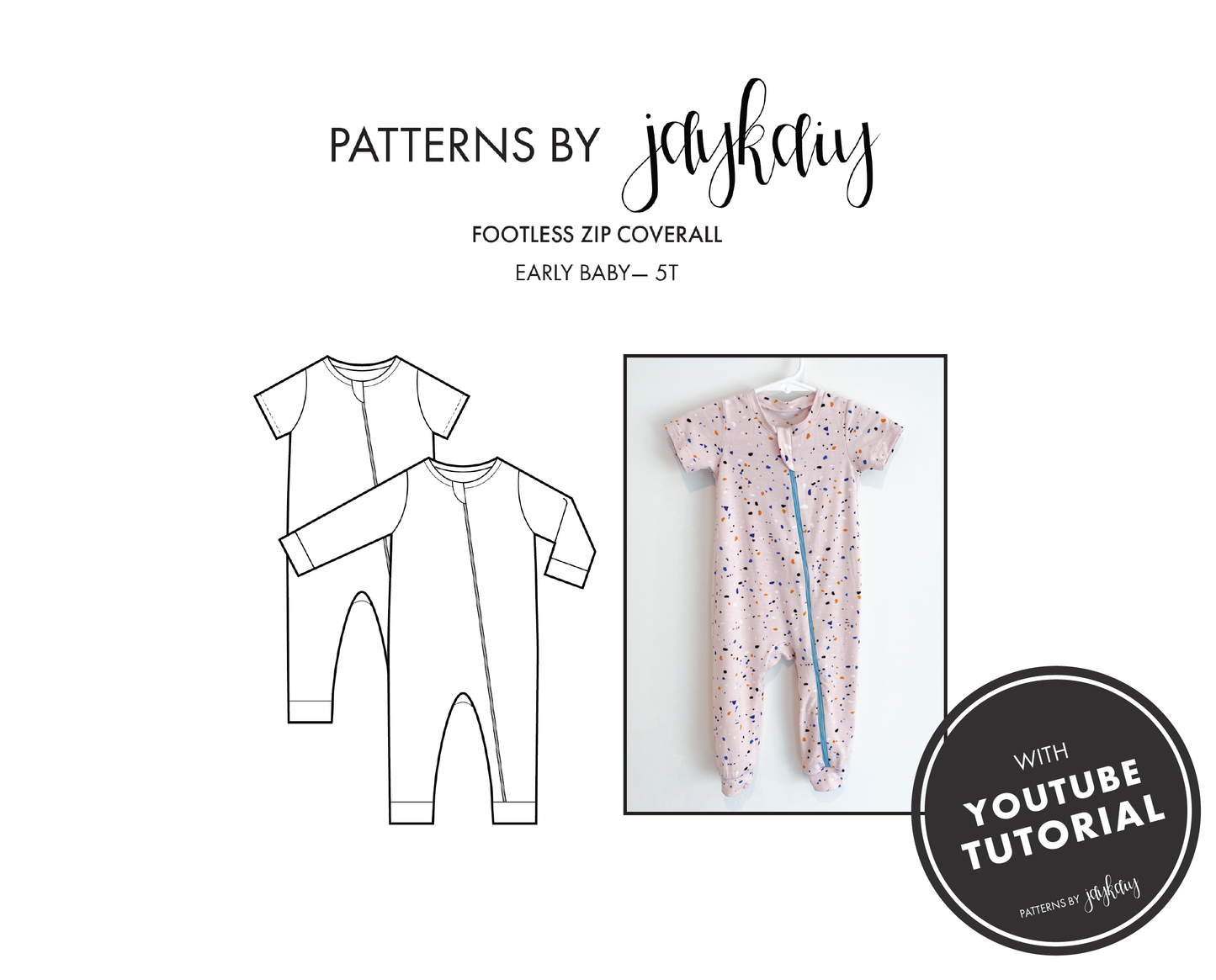 Footless Zip Coverall Pattern with Mitten
