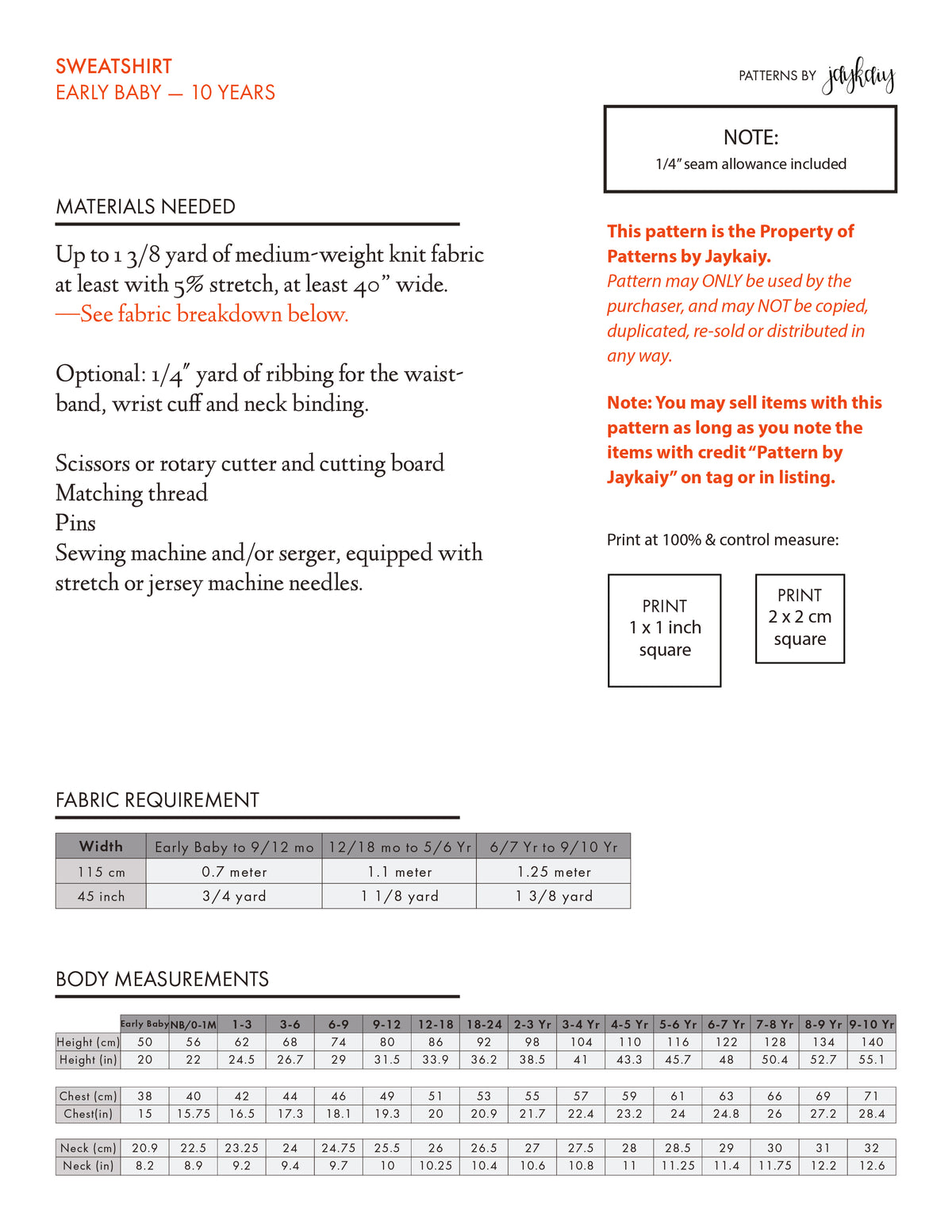 Crewneck Sweatshirt Pattern (0-10 Yrs)