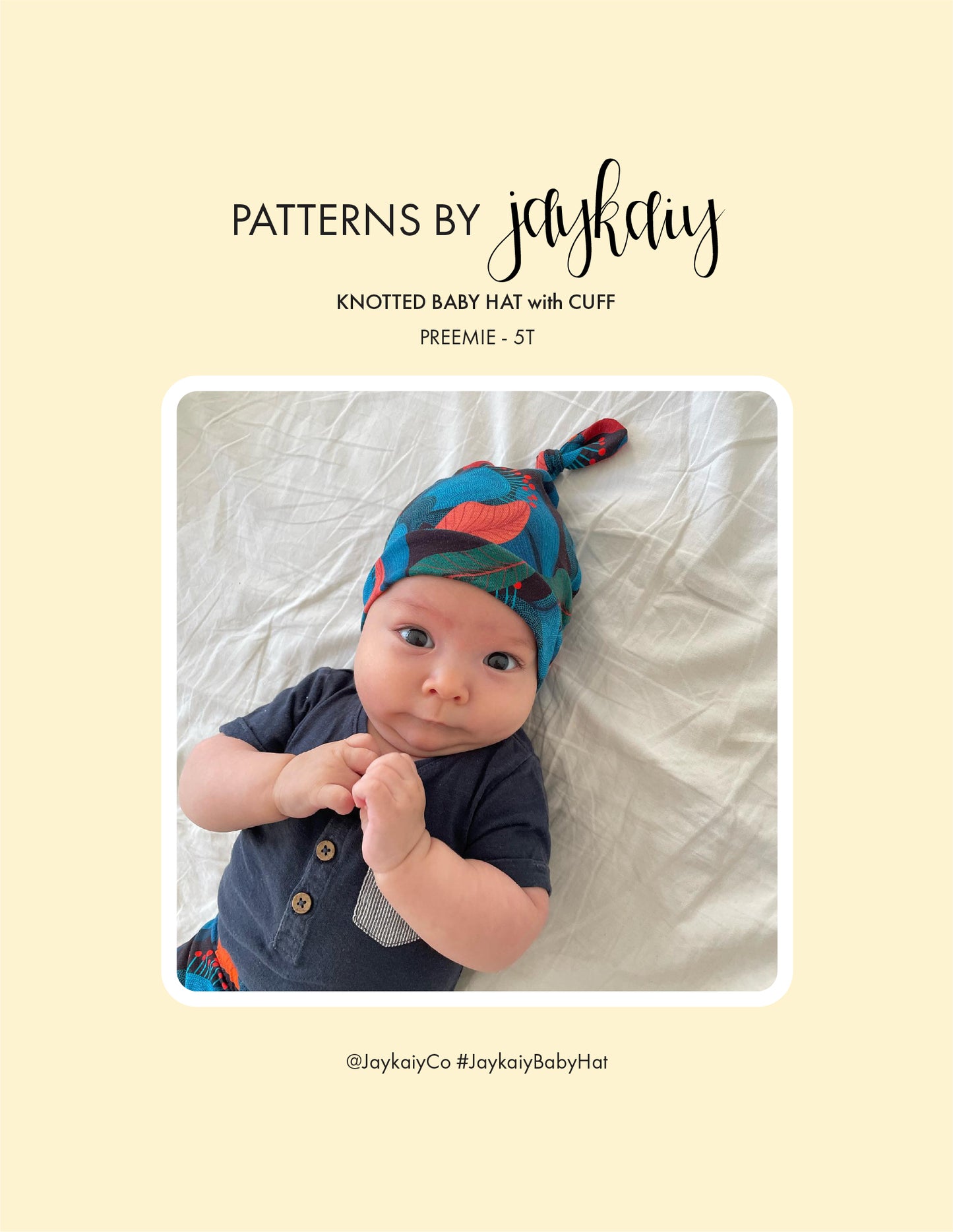 Knotted baby hat pattern with cuff. With video tutorial. For preemies to 5T. Beginner-friendly.