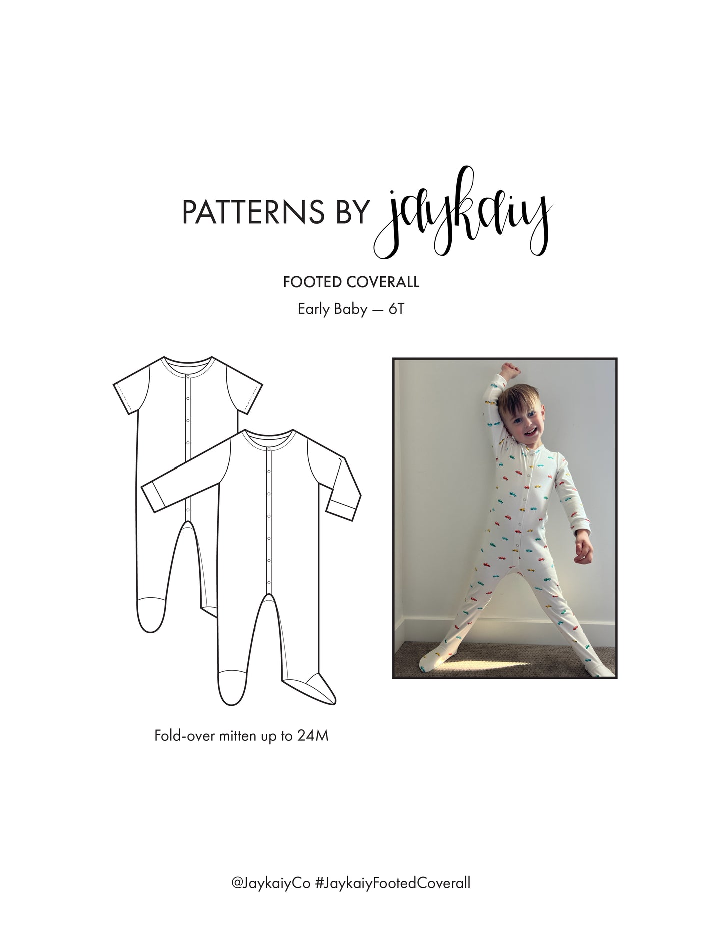 Footed Pajama Pattern 0-6 Years (with mittens for 0-24M)