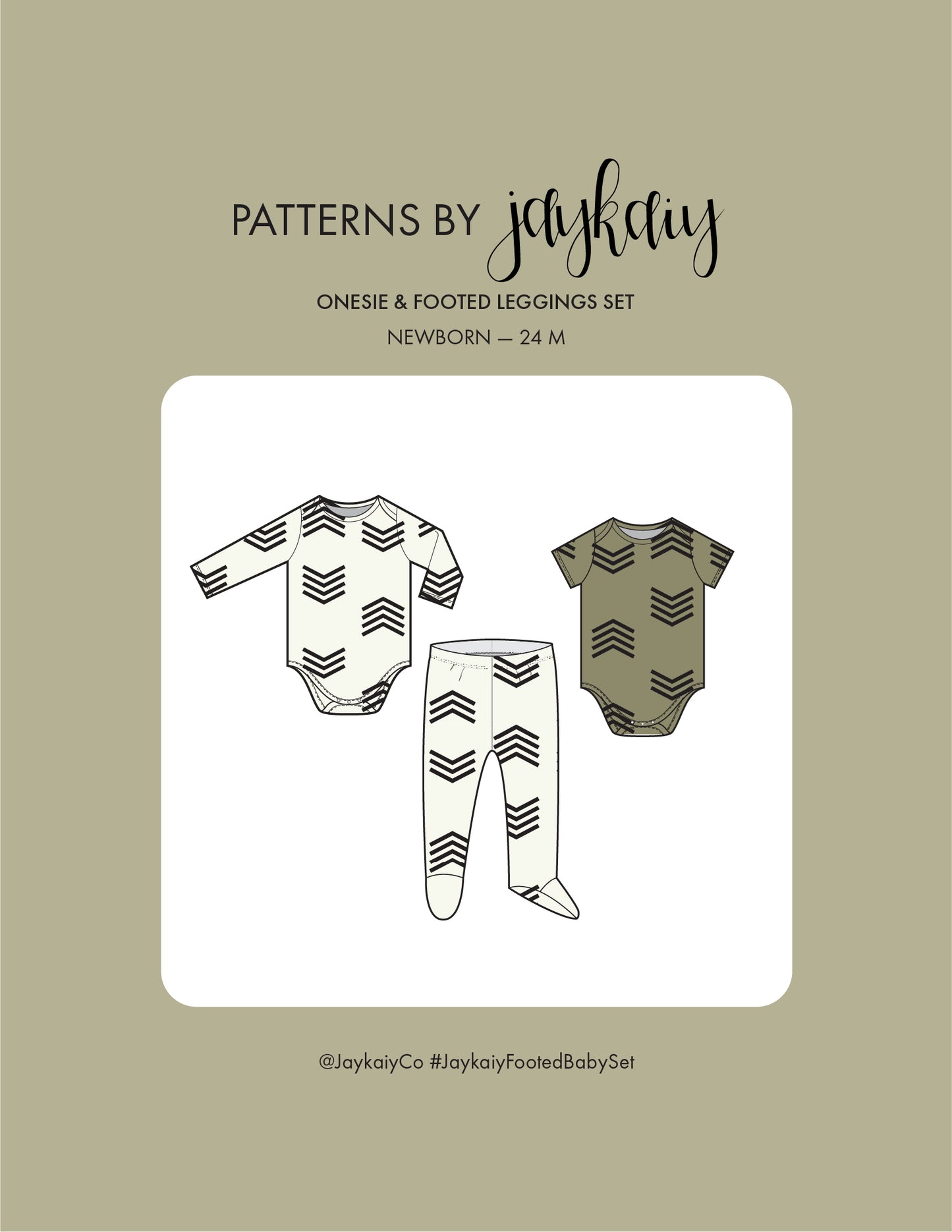 Footed leggins and onesie pattern set. For new parents and babies. Starter baby clothing set. Sizes newborn to 24M.