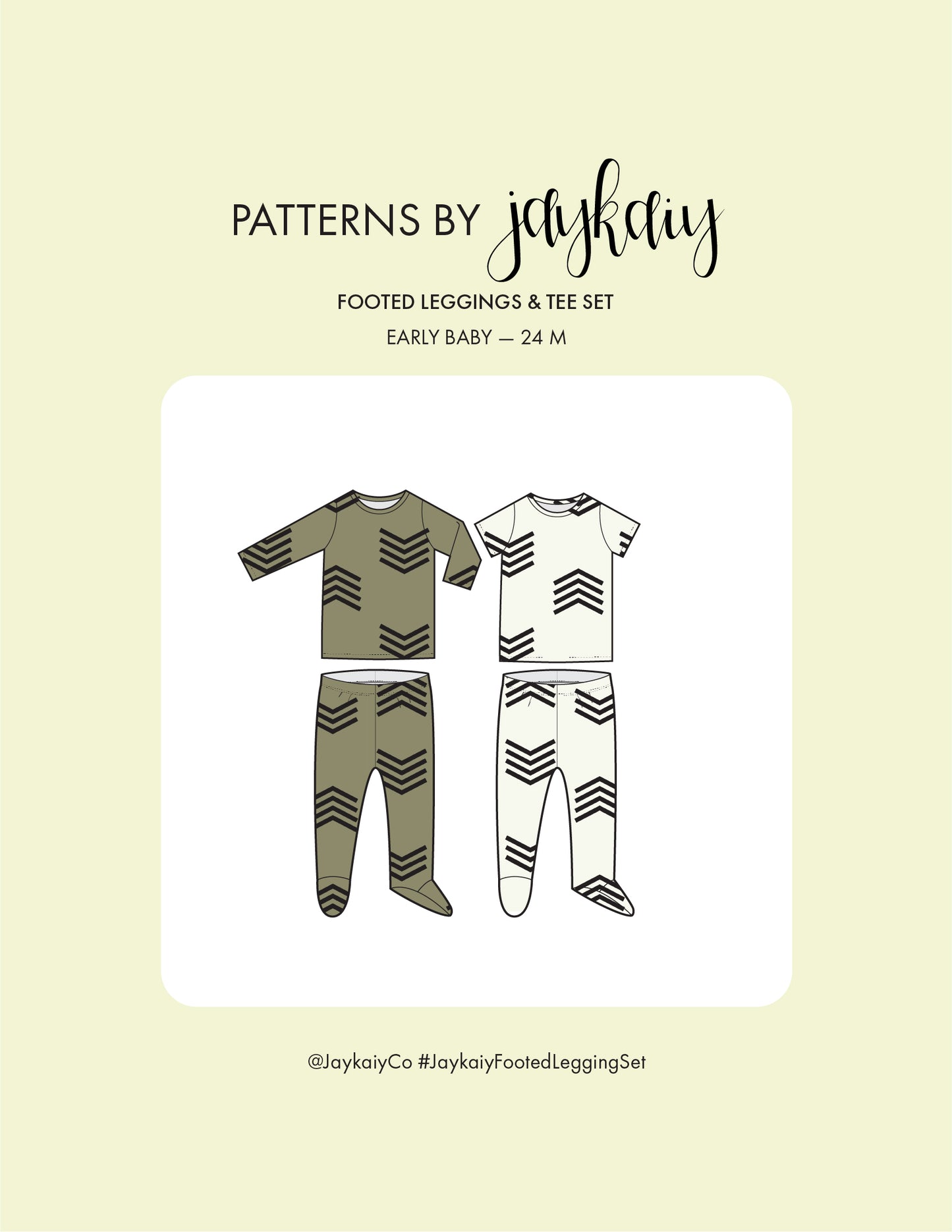 Footed Legging and Tee Set for Babies. Sizes early baby to 24M. Beginner-friendly pattern.