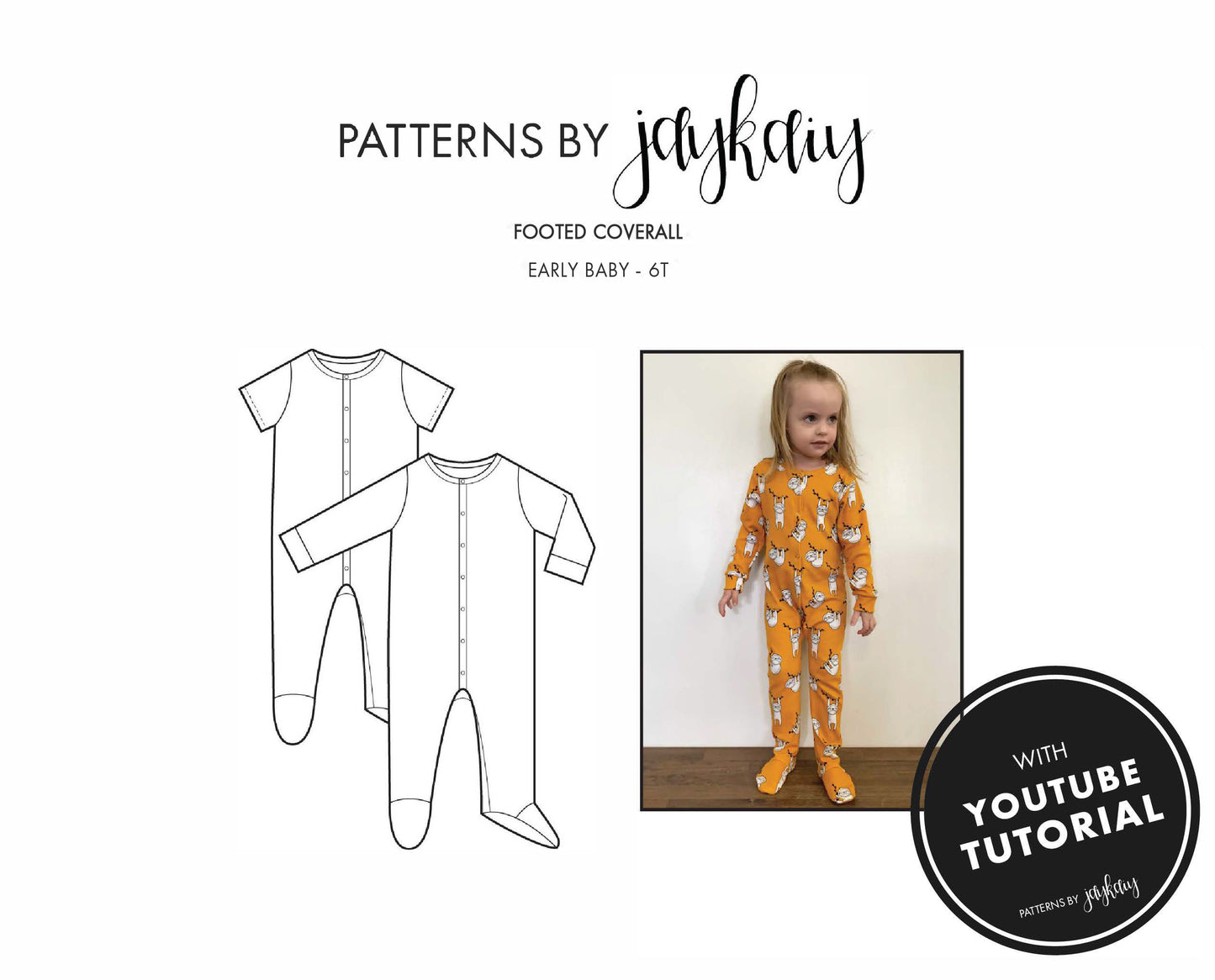 Footed Pajama Pattern (with mittens for 0-24M)