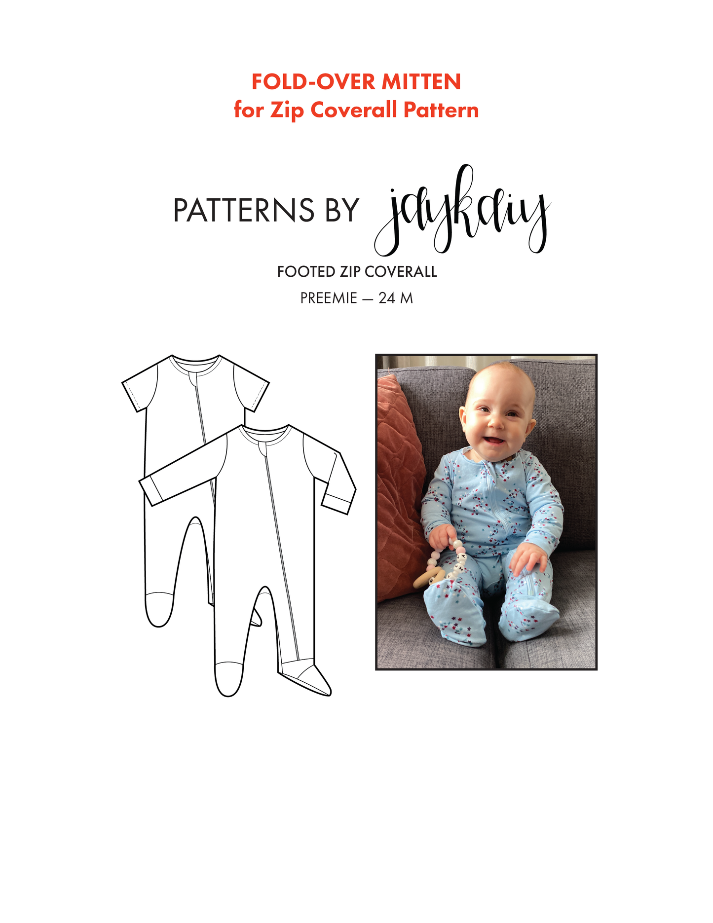 Fold-over Mitten ADD-ON for Zip Coverall pattern