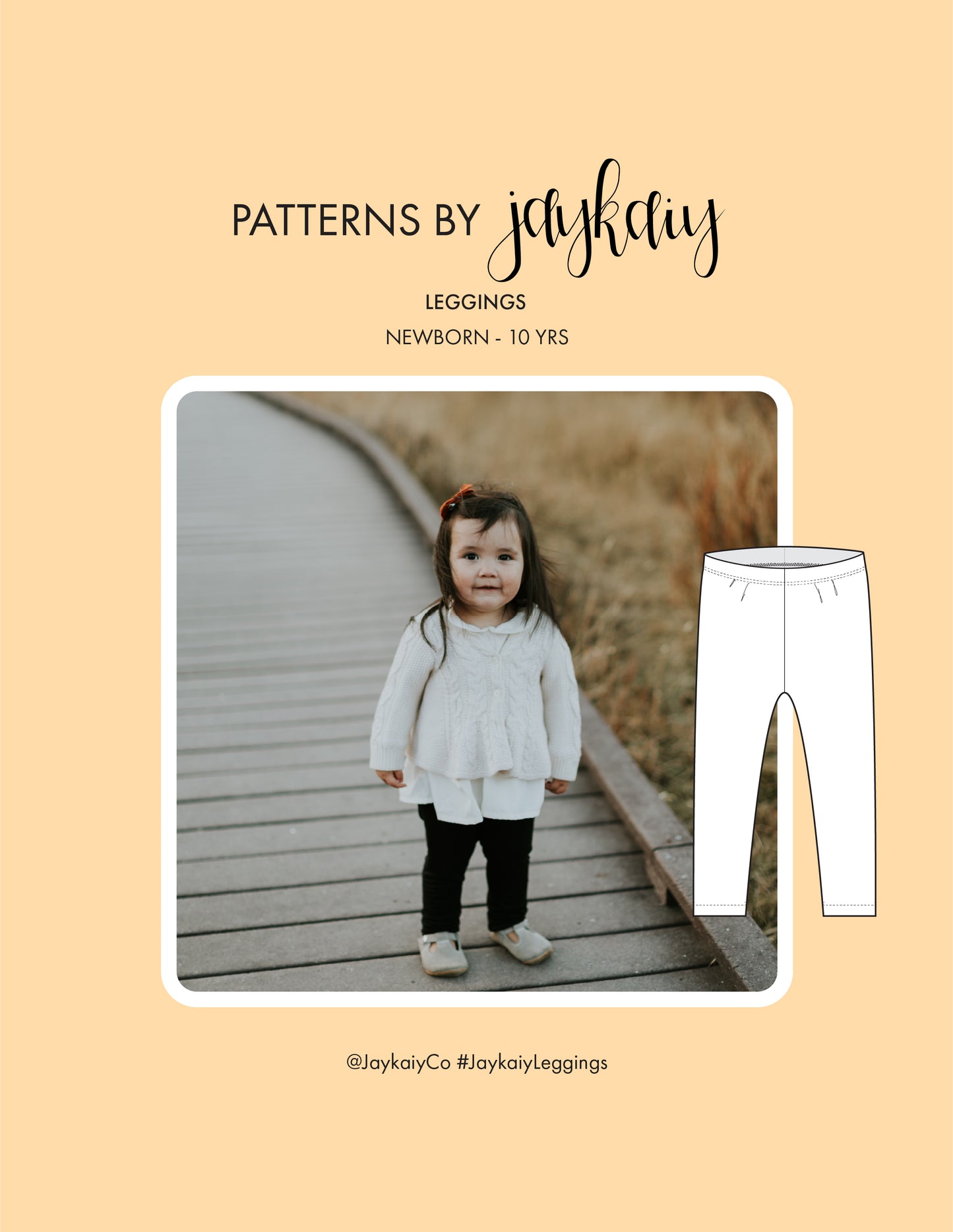 Leggings sewing pattern for kids. Sizes Newborn to 5 years. Three lengths: long, crop, and shorts. Beginner Friendly pattern.