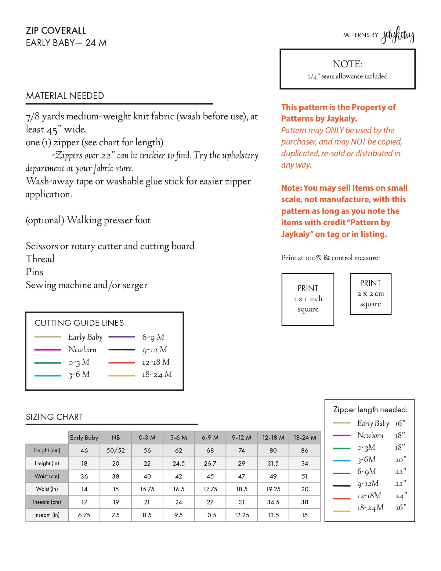 Footless Zip Coverall Pattern