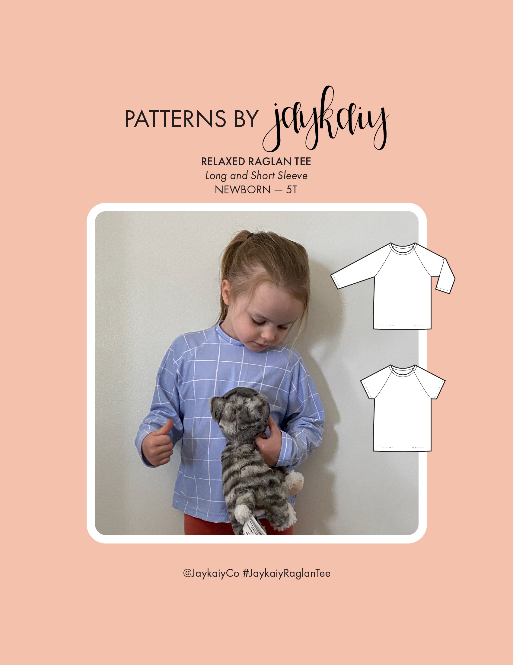 Kid's relaxed and boxy raglan tee. Beginner-friendly pattern with video tutorial. Sizes newborn to 5T.