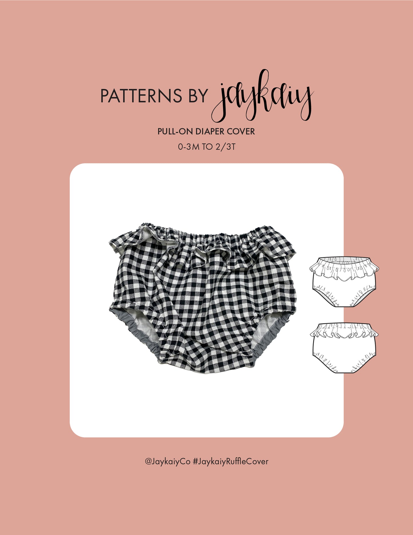 Ruffled Diaper Cover sewing pattern. Sizes 0-3M to 2/3T. Beginner-friendly. With video tutorial.