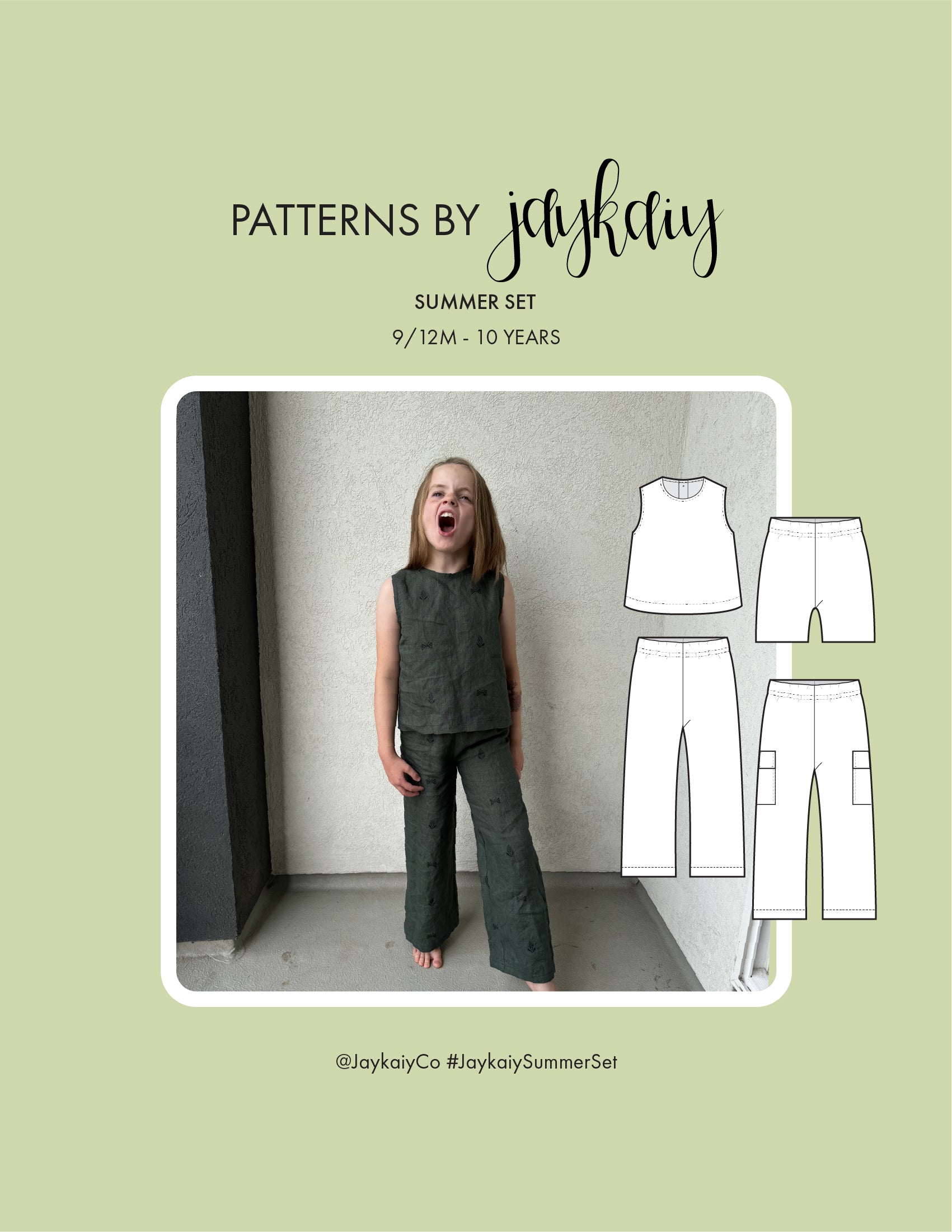 Woven Wide Leg Pant Sewing Pattern for Kids. Sizes 9/12 Months to 10 years. Shorts and long pants. Optional cargo pocket. Beginner friendly.