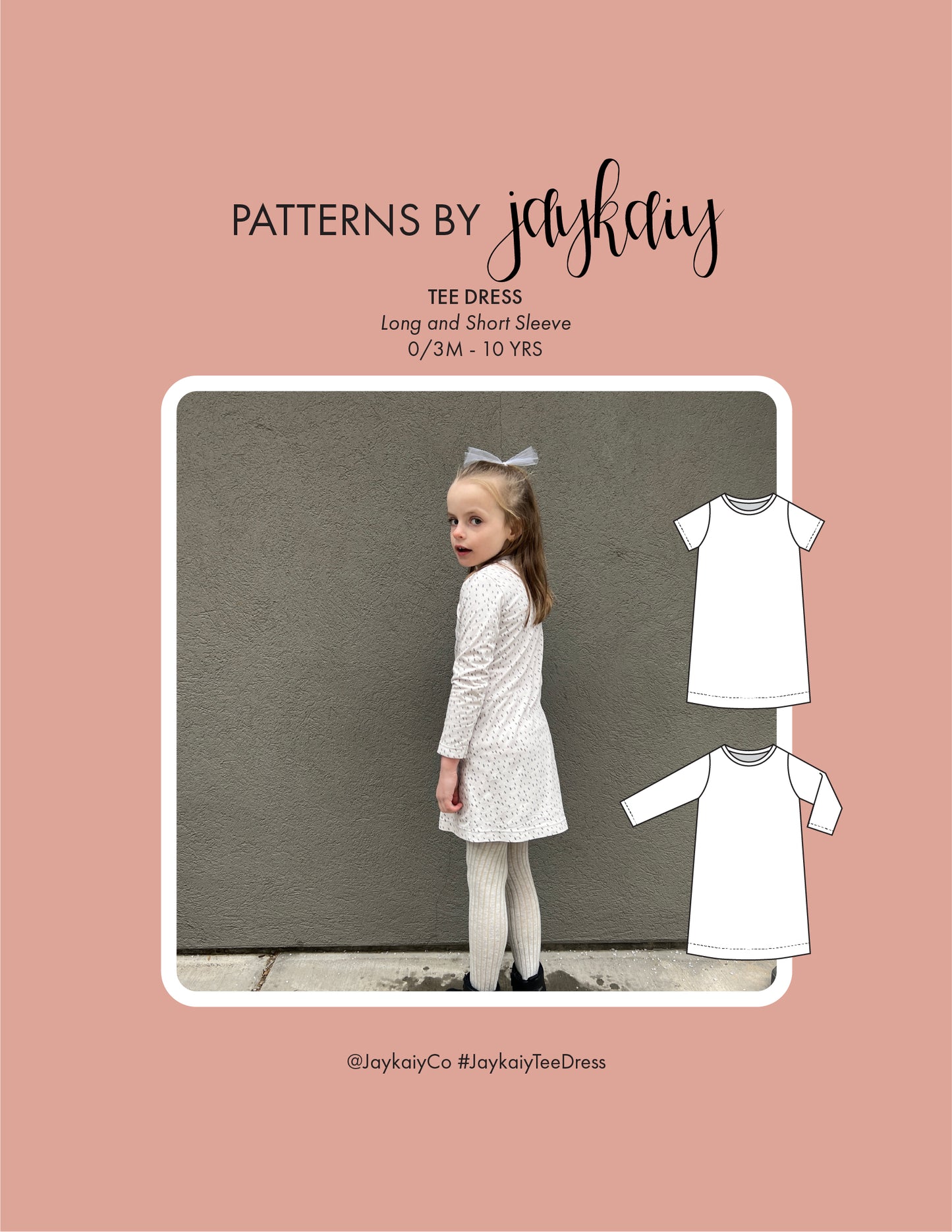 Baby, toddler and Kid's t-shirt dress sewing pattern. Sizes 0/3months to 10 years. Beginner-friendly.