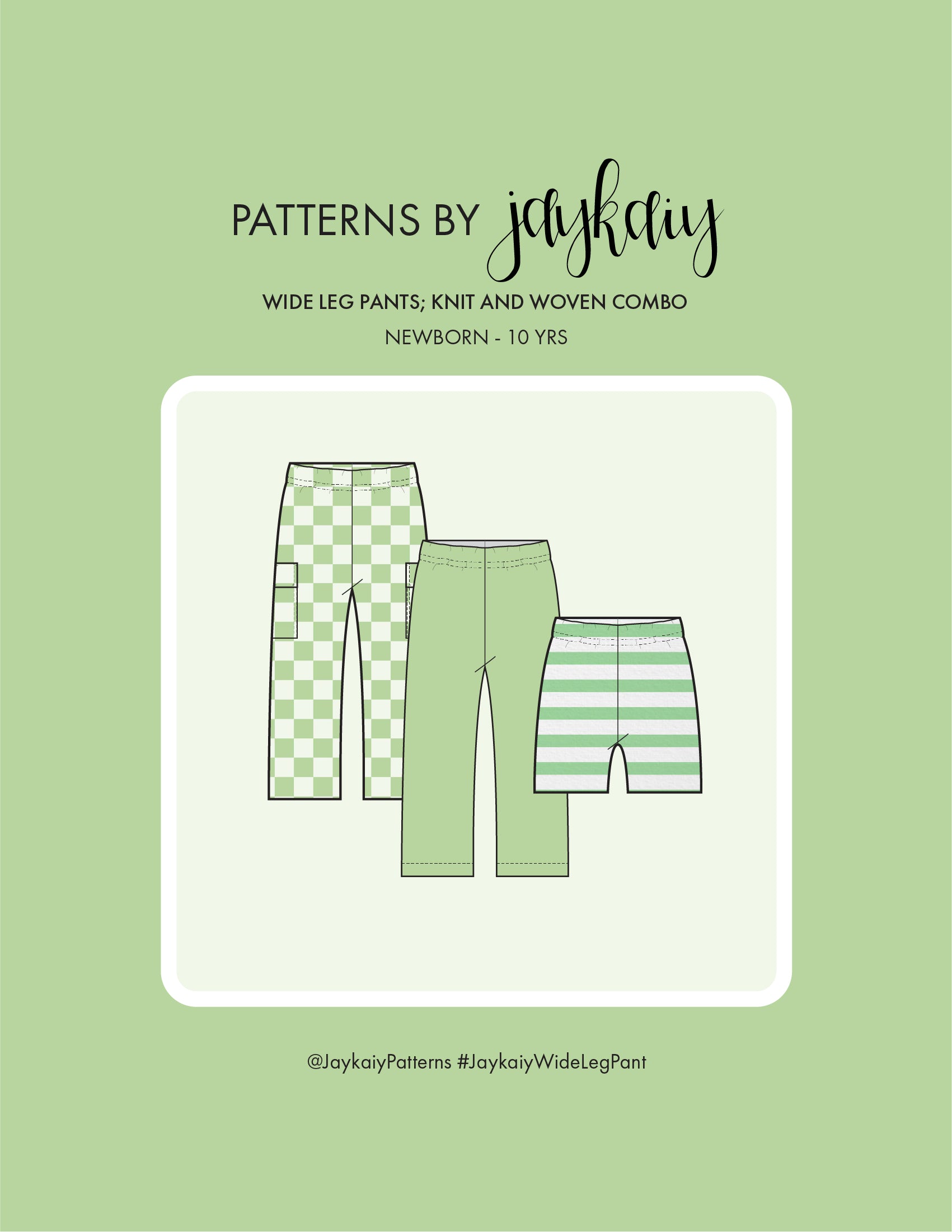 Wide Leg, flared pant Sewing Pattern. The pattern comes in sizes from Newborn to 10 years—beginner-friendly sewing project. For knit and woven fabrics.