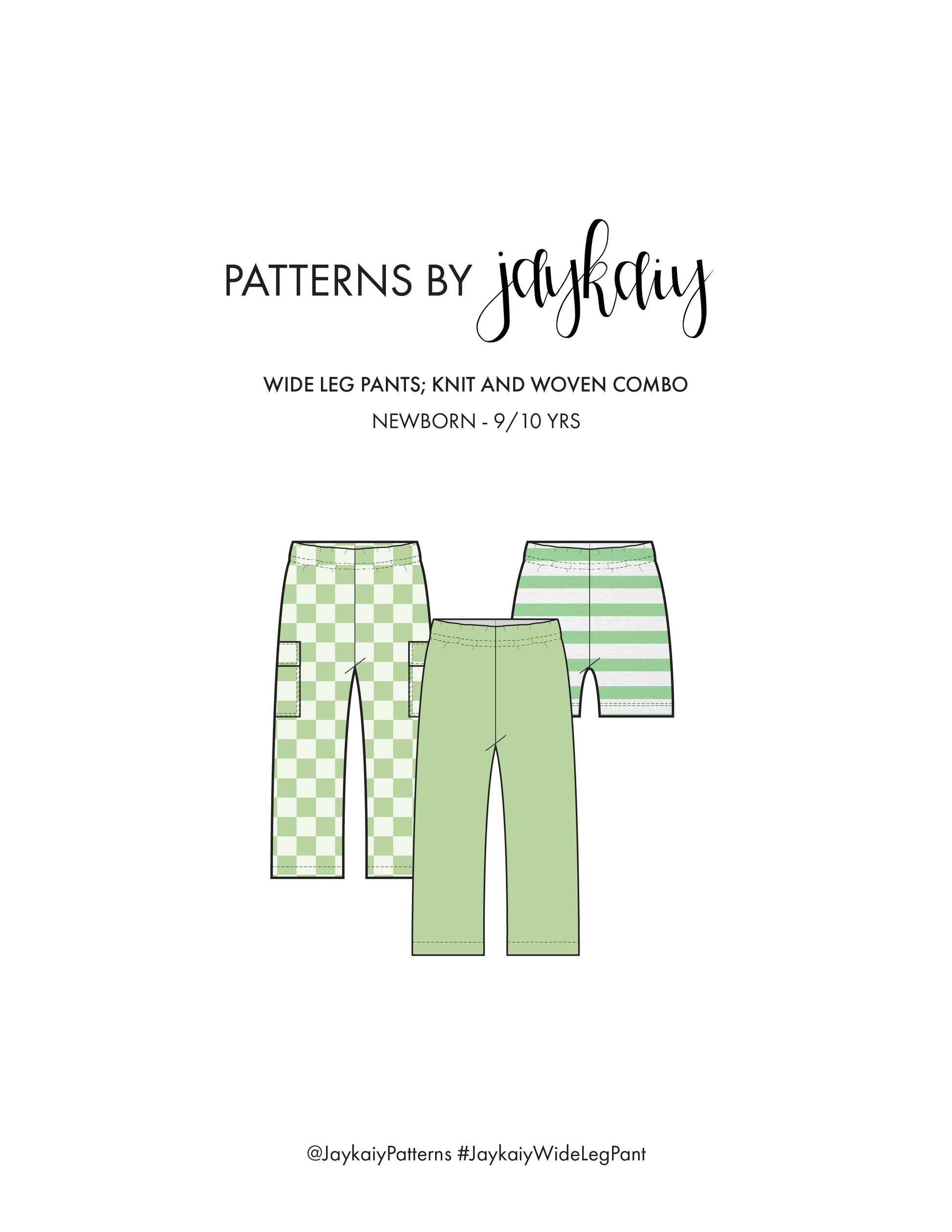 Wide Leg, flared pant Sewing Pattern. The pattern comes in sizes from Newborn to 10 years—beginner-friendly sewing project. For knit and woven fabrics.