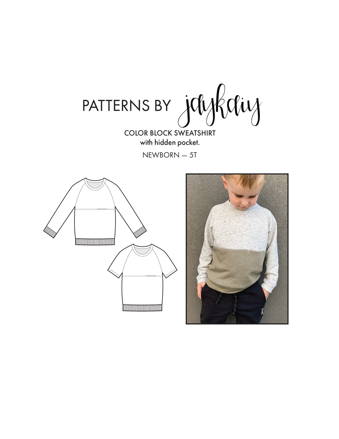 Color-block Sweater Pattern, with Hidden Pocket