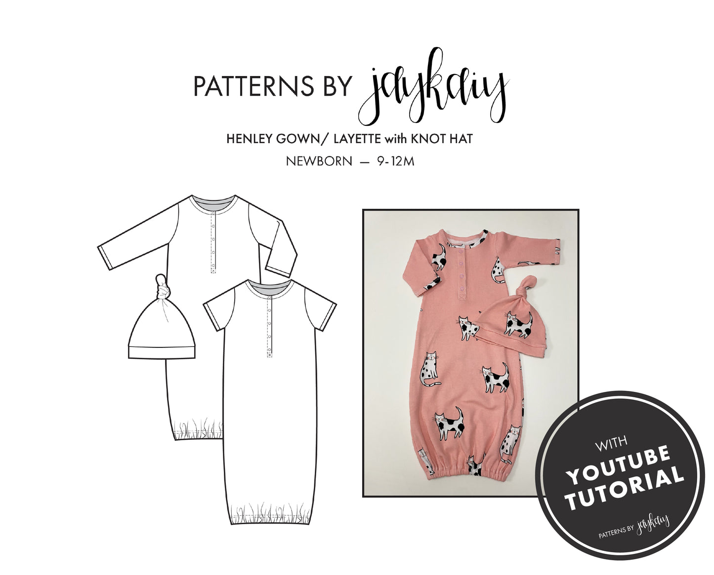 Henley Layette & Hat Set Pattern