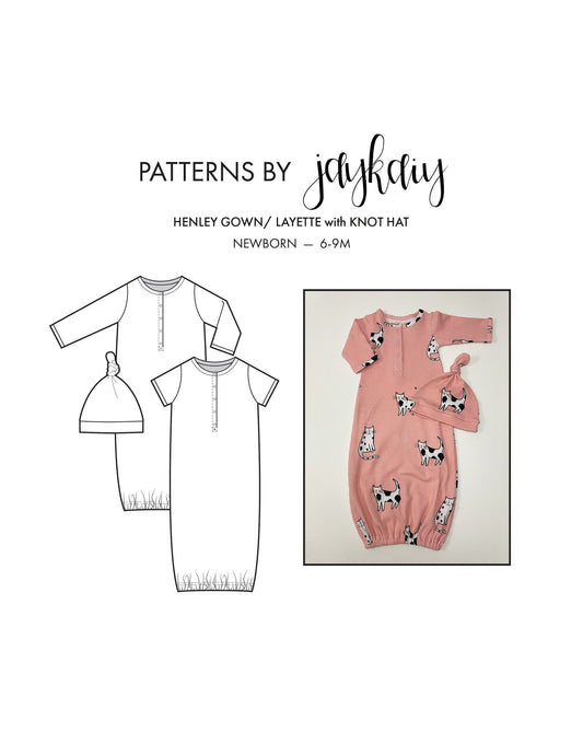 Henley Layette & Hat Set Pattern