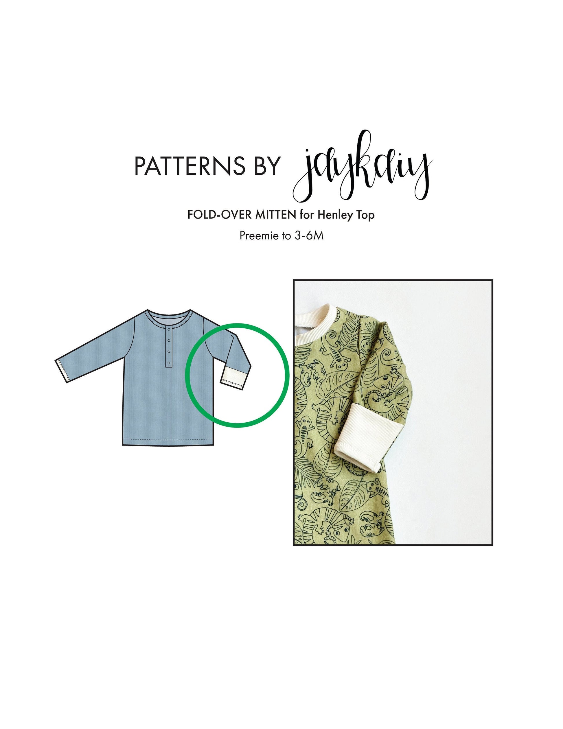 Fold-over Mitten ADD-ON for Henley Tee pattern (PR through 3-6M)